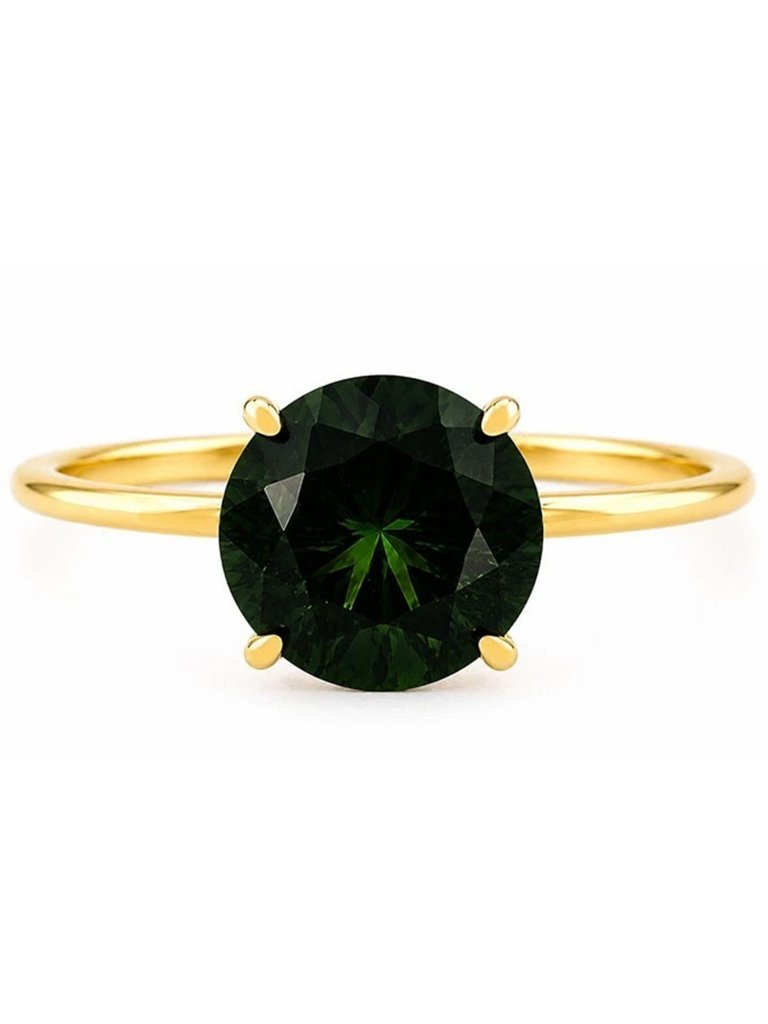 Genuine 2.25 Cts Tsavorite Solitaire Ring 10k Yellow Gold